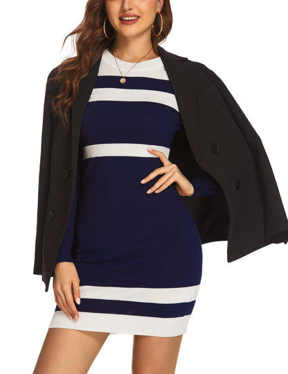 Beyove Womens Long Sleeve Dresses Knit Bodycon Dresses Slim Fit Fall Outfits Winter Clothes 2025 Blue XL