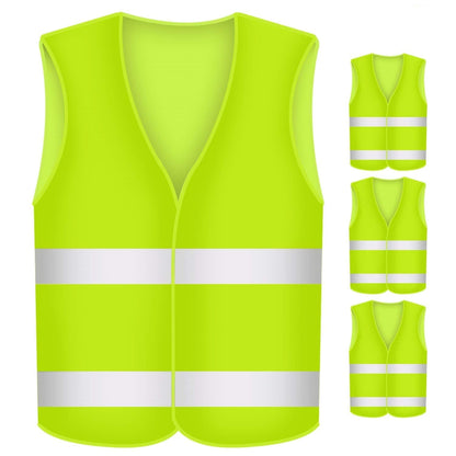 BUZIFU 4pcs Safety Reflective Vests, Yellow High Visibility Vest, to Improve Visibility at Night or in Low Light Conditions, for Running/Biking/Walking
