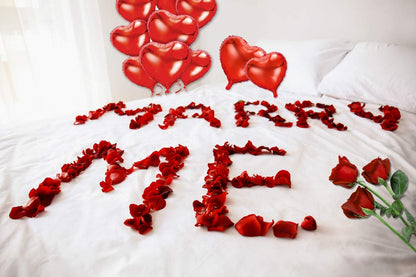 kortes I Love You Balloons and Heart Balloons Kit with Rose Petals, Valentines Day Decorations for Party