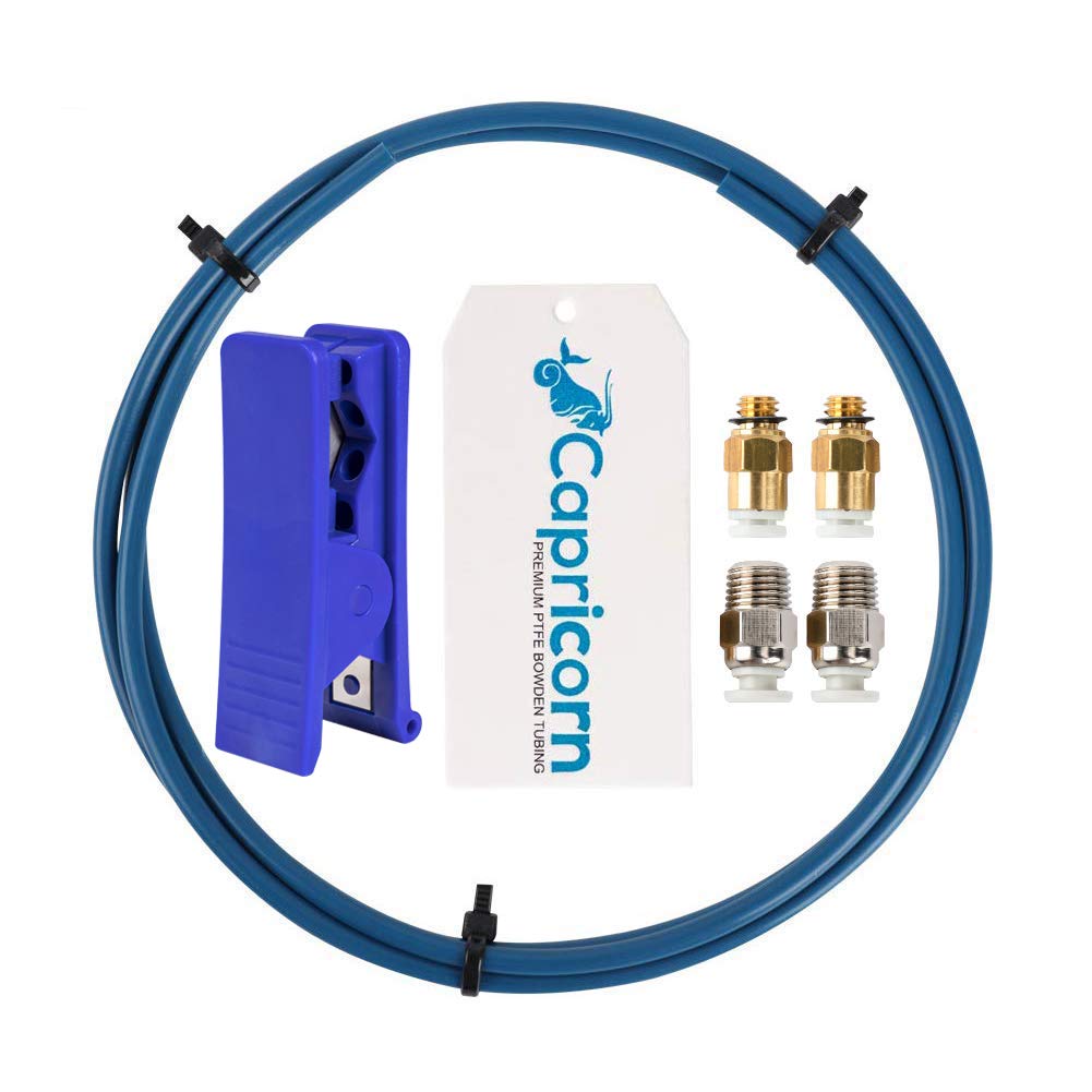 Sovol Creality Capricorn Bowden PTFE Tubing 1M XS Series 1.75MM Filament with 2X PC4-M6 & 2X PC4-M10 Pneumatic Fittings & Tube Cutter for Ender 3/3 Pro/5/CR-10/10S 3D Printer
