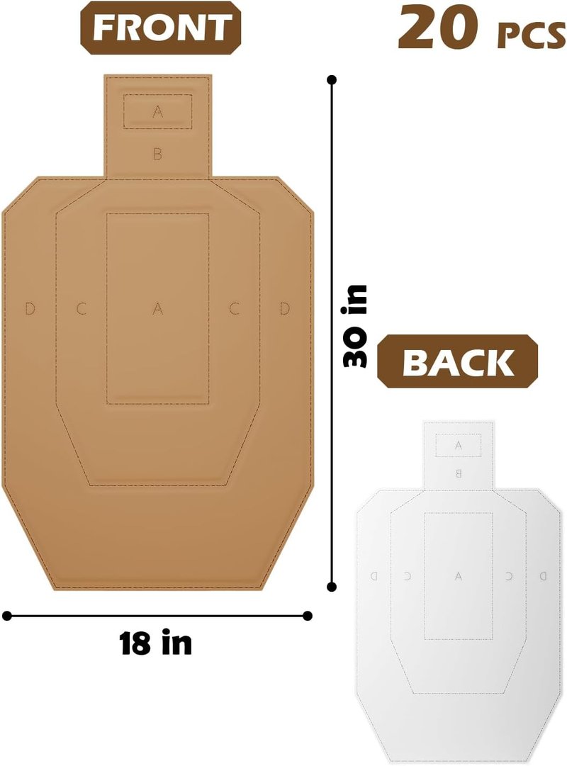 Cardboard Shooting Targets - 30x18in Classic Silhouette with 1000 Pcs Square Pasters | Tactical Training
