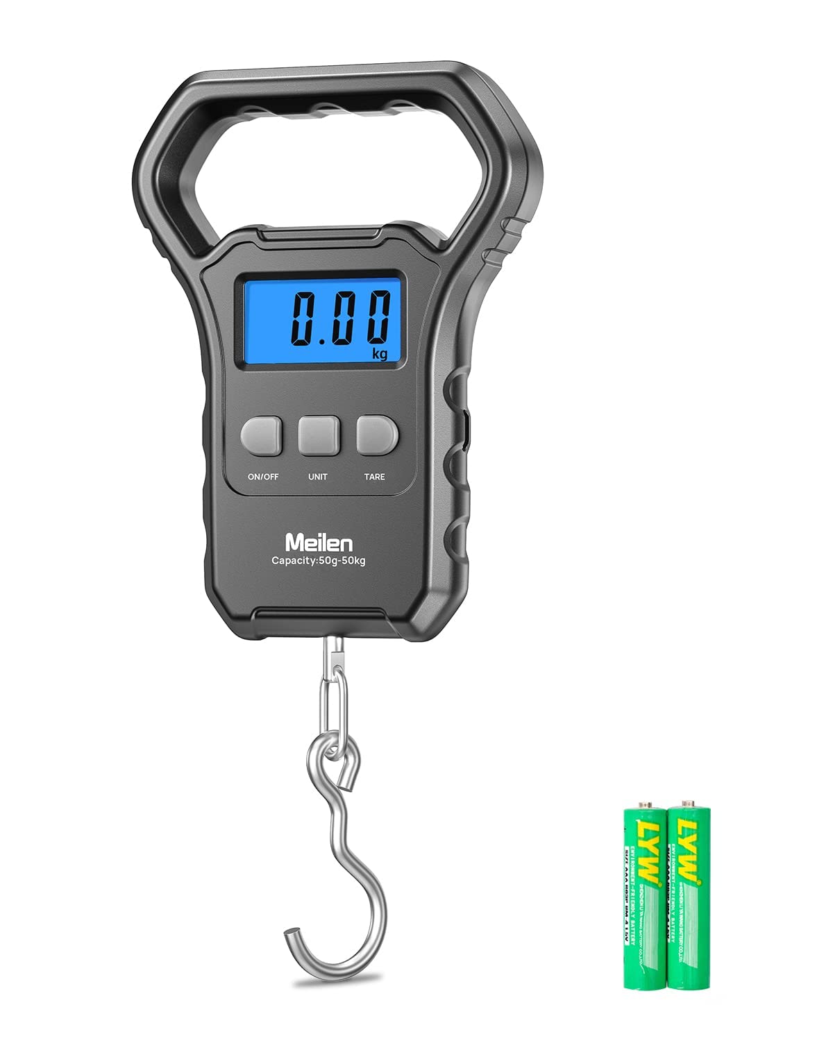 Meilen Fish Scale,110lb/50kg,Hanging Luggage Scale, Fishing Wighting Divice with Backlit LCD Display, Measuring Luggage Weight for Suitcase, Large Handle, Digital Postal Scale Fishing Gifts for Men