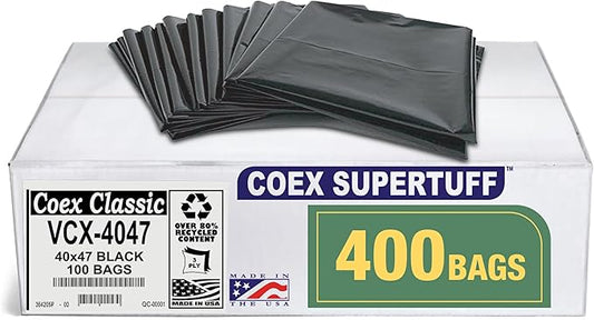 Aluf Plastics - Value COEX 3 Ply Garbage Bags, 45 Gallon, 1.25 Mil