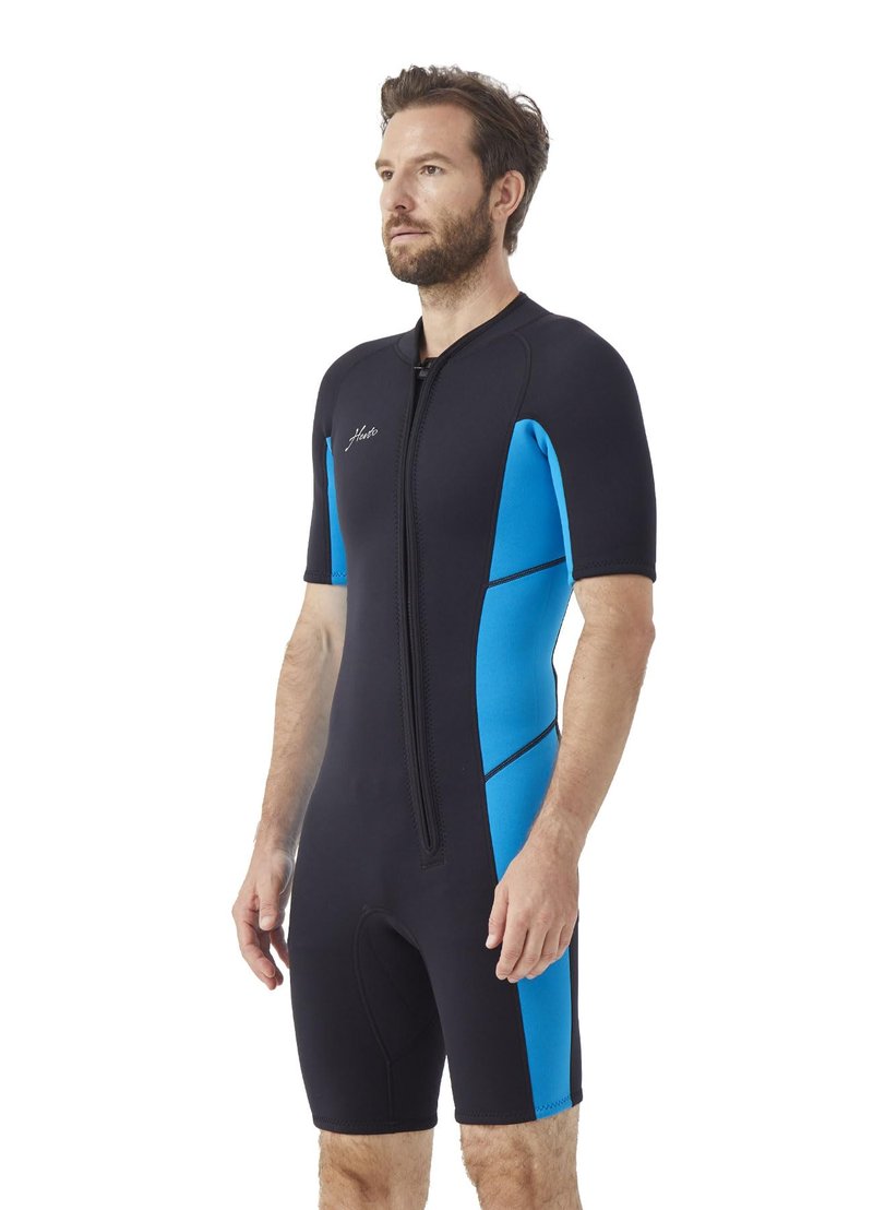 Hevto Wetsuits Men 2mm Neoprene Front Zip Shorty Wet Suit in Cold Water for Swimming Surfing Diving Snorkeling Paddle Boarding (M3-Blue, XL)