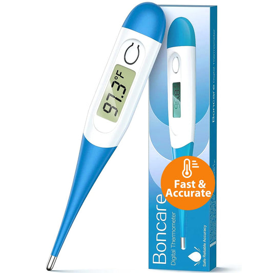 Boncare 10 Seconds Oral Thermometer for Adults and Kids - Accurate & Safe Rectal Thermometer for Baby with Fever Alarm, Digital Thermometer FSA HSA Eligible (Light Blue)