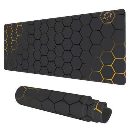 Desk Mat, Black Gold Honeycomb Technology Extended Gaming Mouse Pad Large, 31.5"x11.8" Big Mouse Pad with Non-Slip Base and Stitched Edge, Long Computer Keyboard Mouse Mat for Home Office Work