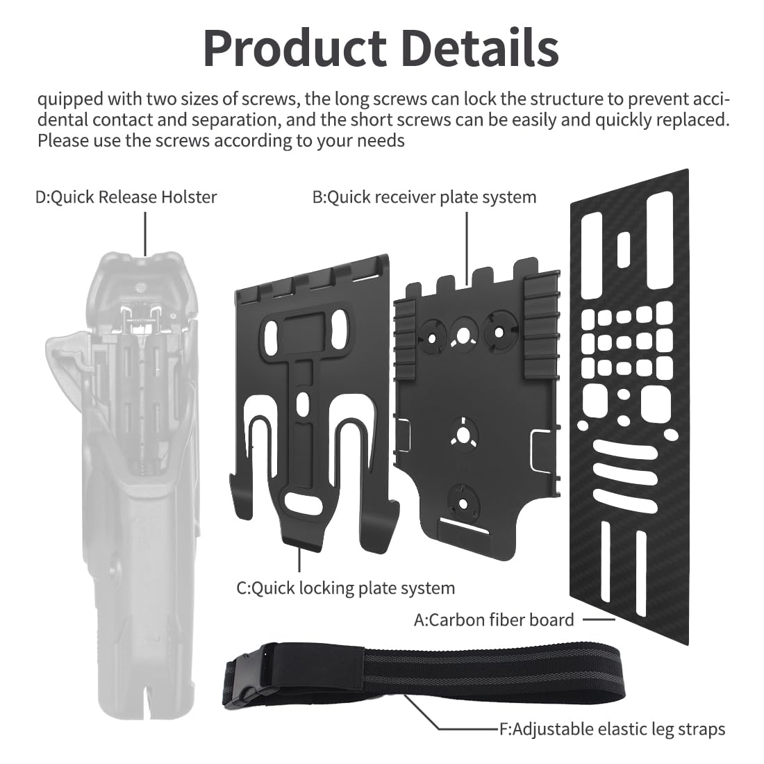 QLS Quick Locking System Kit,Tactical Modular Holster Adapter with QLS kit,Drop Leg Holster Adapter Mount with Locking Fork and Receiver Plate