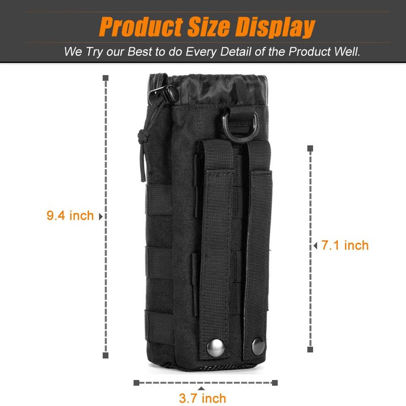 Upgraded Sports Water Bottles Pouch Bag, Drawstring Molle Water Bottle Holder - Mesh Bag Tactical Hydration Carrier (3 Pouch)