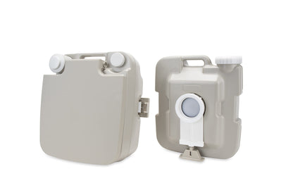 Camco 2.6-Gallon Portable Toilet - Features Detachable Holding Tank w/Sealing Slide Valve & Bellow-Type Flush - Easy Transport w/Compact Lightweight Design & Carry Handle - Gray (41531)
