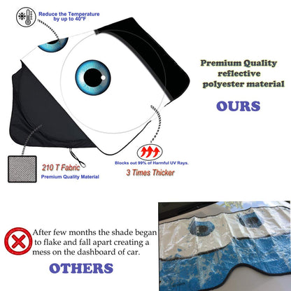 Gven- The Original Patented Car Eyes Windshield Sun Shade 2025 Windshield Cover Automotive Interior Sun Protection Front Windshield Sun Visor Protector Blocks UV Rays Keep Your Vehicle Cool (Black, S)