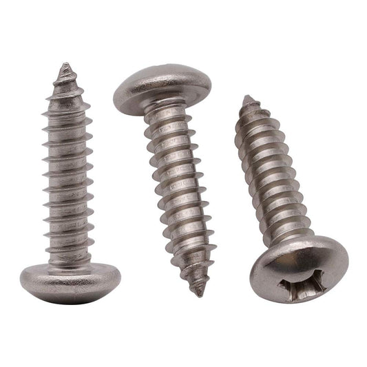 #8 x 1/2" (100 Pack) Stainless Steel Phillips Pan Head Wood Screws, Stainless Steel 304 (18-8), Pan Head Sheet Metal Screws Self Tapping for Wood