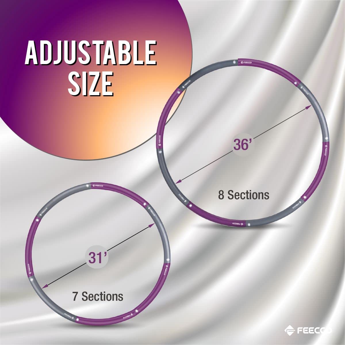 FEECCO Weighted Fitness Hoop, 8 Detachable Sections for Weight Loss