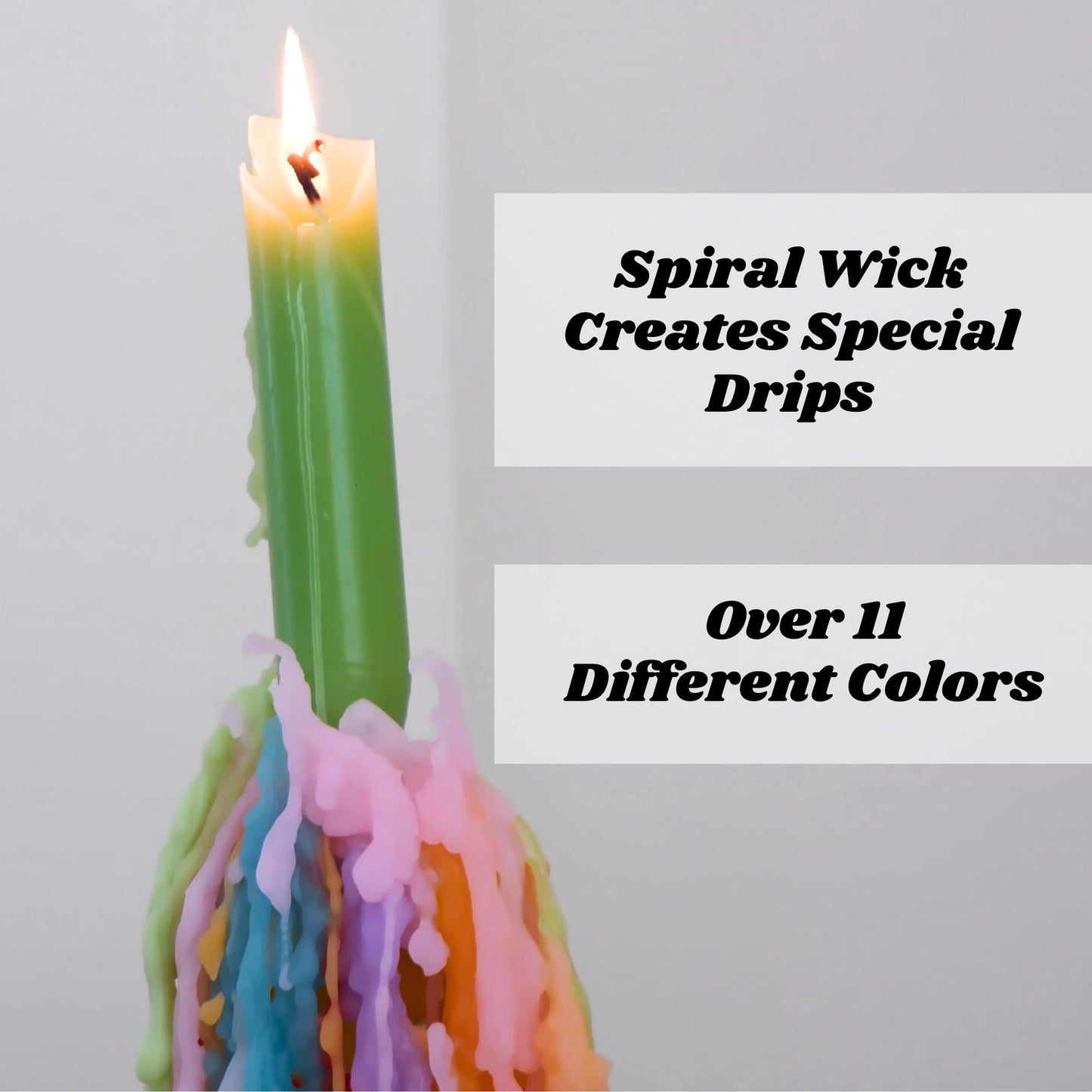 Candlestock Hippie Drippy Drip Candles - Pack of 11 Dripping Taper Candles - Wine Bottle Melting Candles (1 of Each Color)