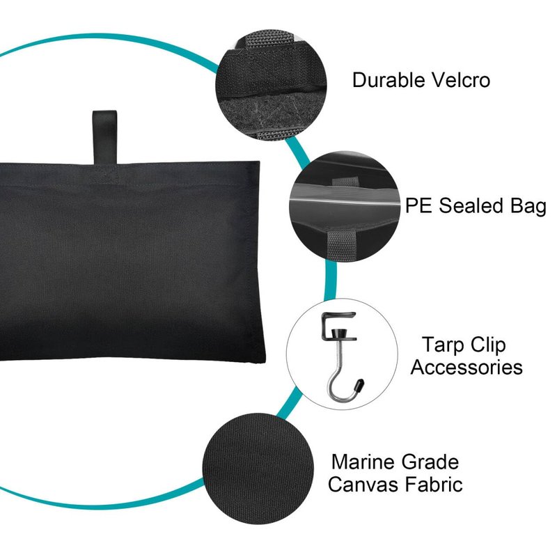 Boat Cover Sand Bags Weights, Weighted Bags Fit for Boat Mooring Covers Car RV Cover, 900D Marine Grade Sand Bags for Weight, Windproof Weighted Sandbags Tarp Weights & Tarp Clip Boating Accessories