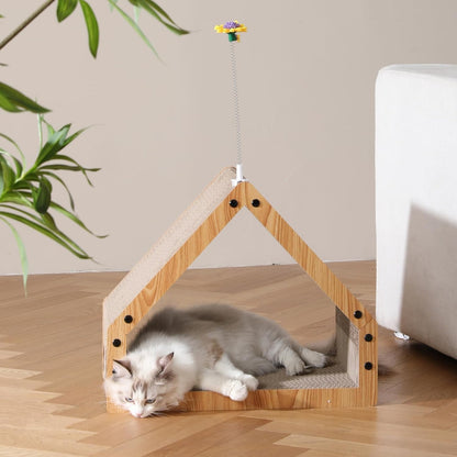 FUKUMARU Cat Scratcher House, Cozy Cardboard Design, Safe and Secure for Kittens, Eco-Friendly, 16.14 in Bevelled Surface, Maximum Load Capacity 22 Lbs