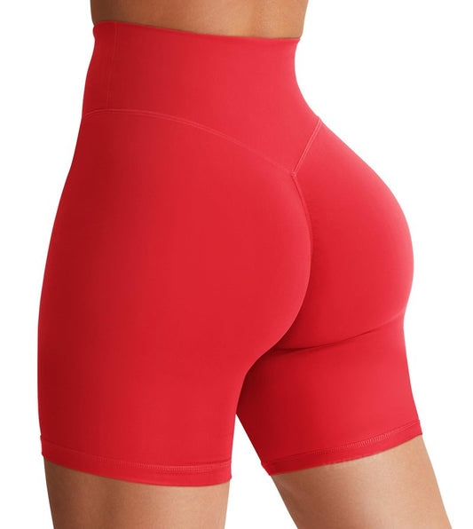 YEOREO Women's Biker Shorts 3.6" / 4.5" / 6" Workout Gym Shorts High Waist Tummy Control Hidden Scrunch Running Yoga Red