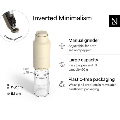 LARS NYSØM Salt and Pepper Grinder Set Stainless Steel with Adjustable Grinder I Bottle Design Spice Mills Set Manual (Brown/Beige)