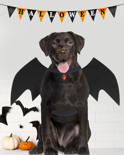 Dog Halloween Costumes for Large Dogs, Dog Bat Wings with Pumpkin Bell Pet Halloween Cosplay Party Dress Up (Large)