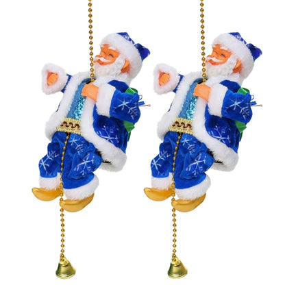 Santa Claus Musical Climbing Rope, Novelty Climbing Santa on Rope, Electric Santa Rope Decoration, Battery Operated Climbs Up and Down, for Christmas Decorations Xmas Gift (B, 2P)