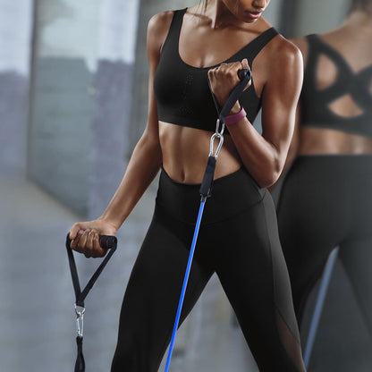 Resistance Bands Set 5pcs with Handle,Up to 150LB/68kg Strength Exercise Training Fitness Tubes Tension Bands Workout Gym Equipment Men and Women for Home Use Physical Training Cable,150 LBS