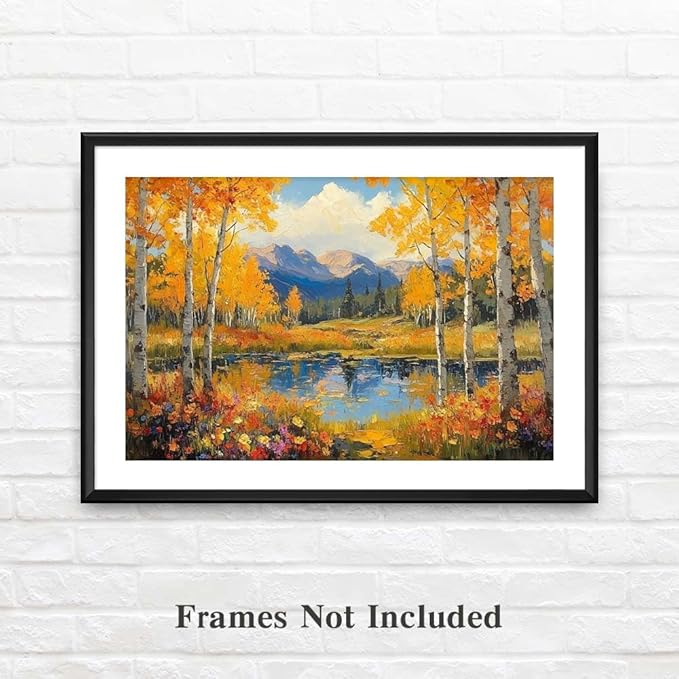Yesad Birch Canvas Wall Art Forest Painting Prints Nature Wall Art Wildflower Pictures Rustic Wall Decor for Living Room Bedroom Farmhouse (Unframed,30'x20',Birch)