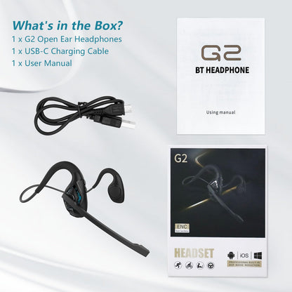 BANIGIPA Bluetooth Headset with Boom Microphone, Open Ear Headphones w/Noise Canceling Mic, Wireless Headset for Phone Laptop PC Computer, Light and Comfortable for Office Meeting Home Working-10 Hrs