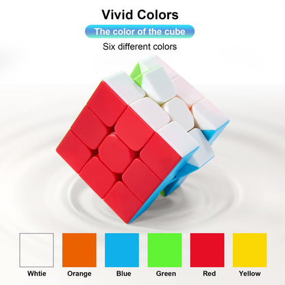 ROXENDA Speed Cube Fast Cube - Fast Smooth Turning Solid Durable & Stickerless Frosted, Best 3D Puzzle Magic Cube Toy - Turns Quicker than Original for kids Gift & Adult & Children(3x3x3 Cube)