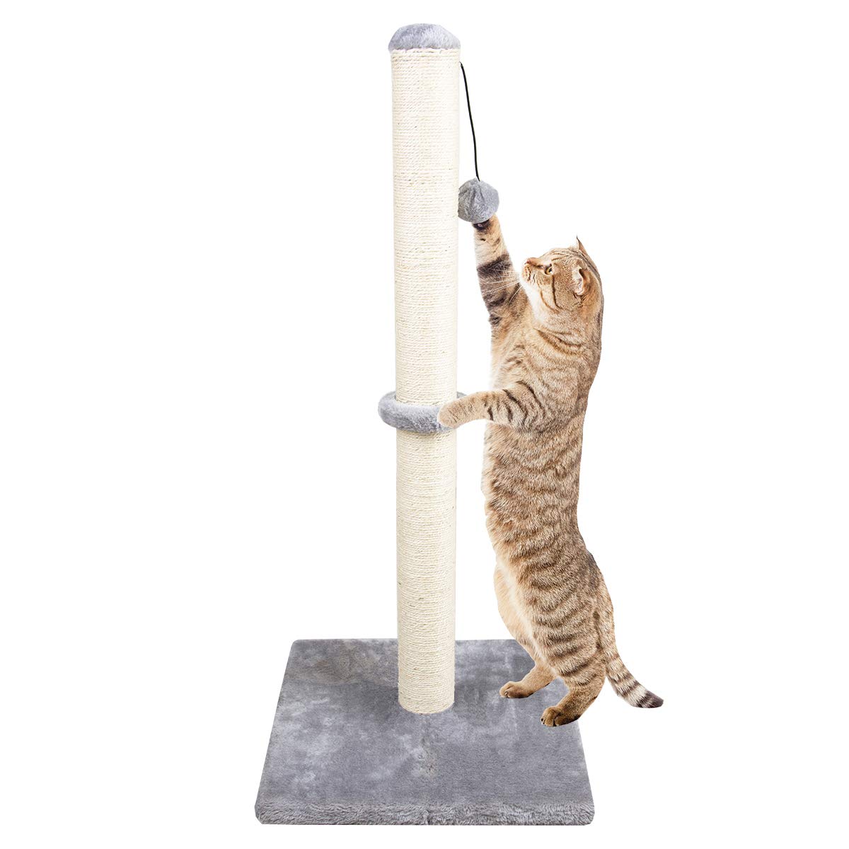 Dimaka 86 cm Tall Ultimate Cat Scratching Post, Claw Scratcher with Sisal Rope and Covered with Soft Smooth Plush, Vertical Scratch [Full Stretch], Modern Stable Design for Cats(Grey V2)…