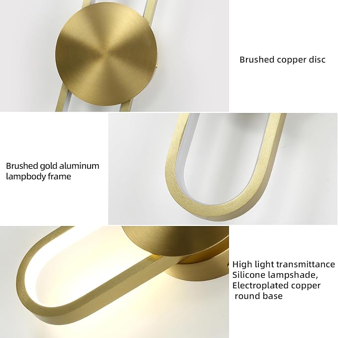 JAYMP Modern Wall Sconce Dimmable LED Wall Light Fixture, Hardwired Wall Lamp for Living Room, Dining Room, Bedroom, Hallway, Lobby, Entryway (Brushed Gold, H56cm/22inch)