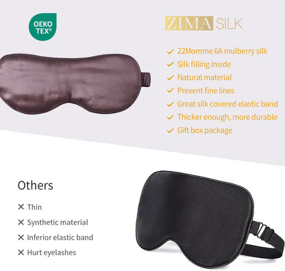 ZIMASILK Adjustable 100% 22 Momme Mulberry Silk Sleep Mask for Sleeping, Filled with Premium Mulberry Silk, Softest & Breathable Blackout Eye Sleeping Mask (Black)