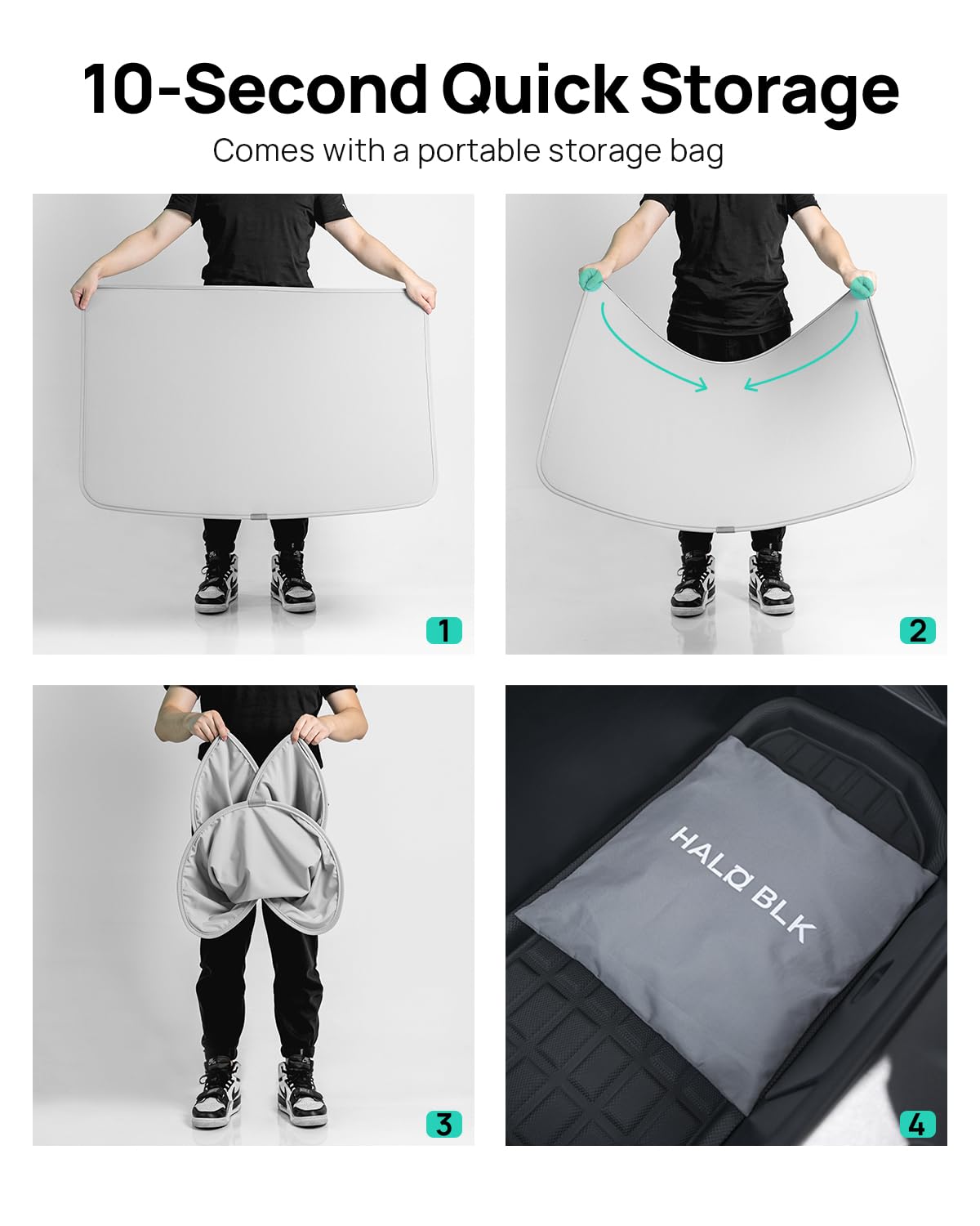 HALOBLK Non-Sag Glass Roof Sunshade with Storage Bag Designed for Model 3, Foldable Sunroof Shade with Heat Insulation Cover for 2021-2023 Model 3 (Gray)