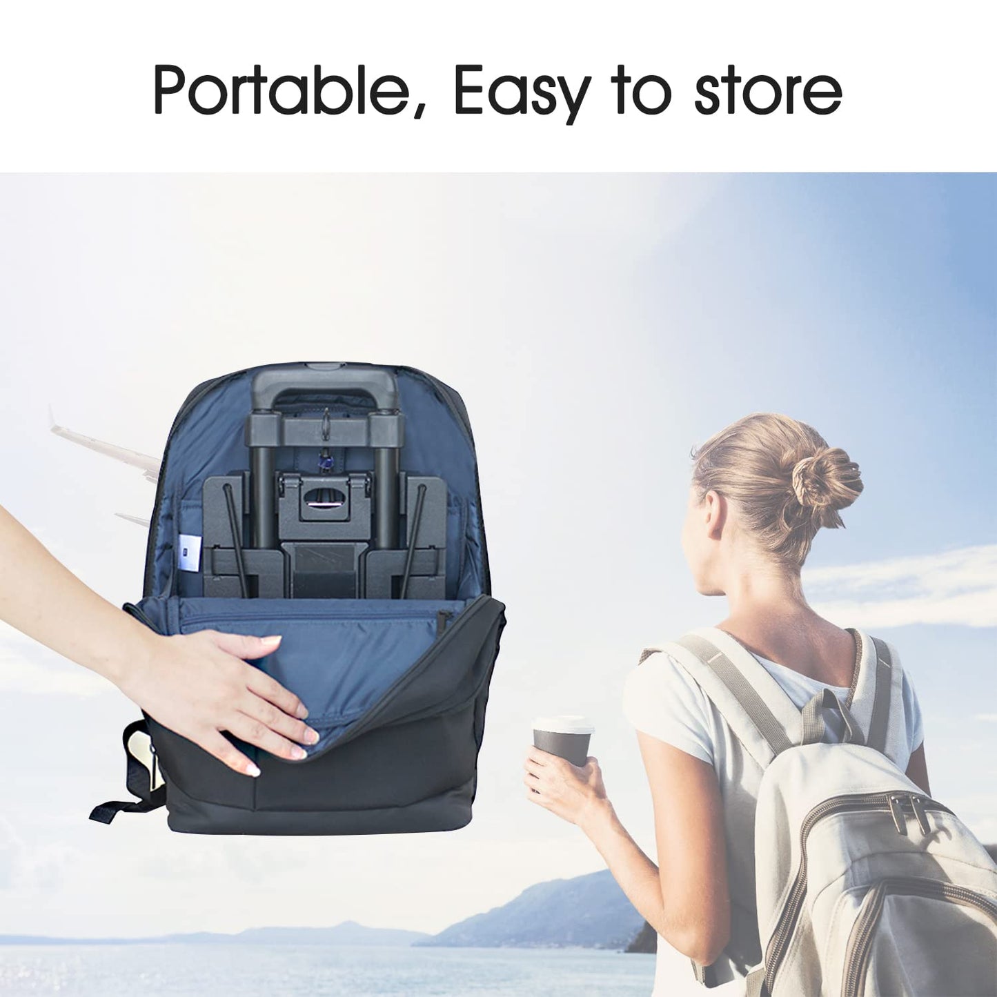 Car Seat Travel Cart for Airport - Carseat Roller for Traveling. Extendable Base Plate, Foldable, storable, and stowable Under Your Airplane seat or Over Head Compartment.