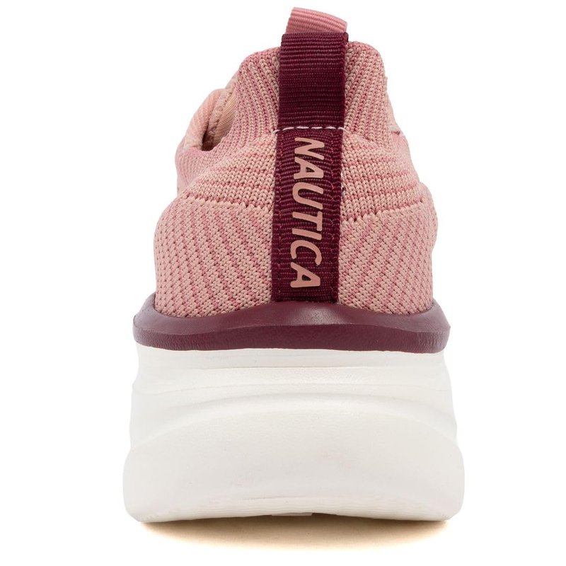 Nautica Women's Fashion Sneaker Lace-Up Knit Running Shoe Casual Max Cushioning Walking Tennis Sneaker-Venera-Mauve Burgundy-10