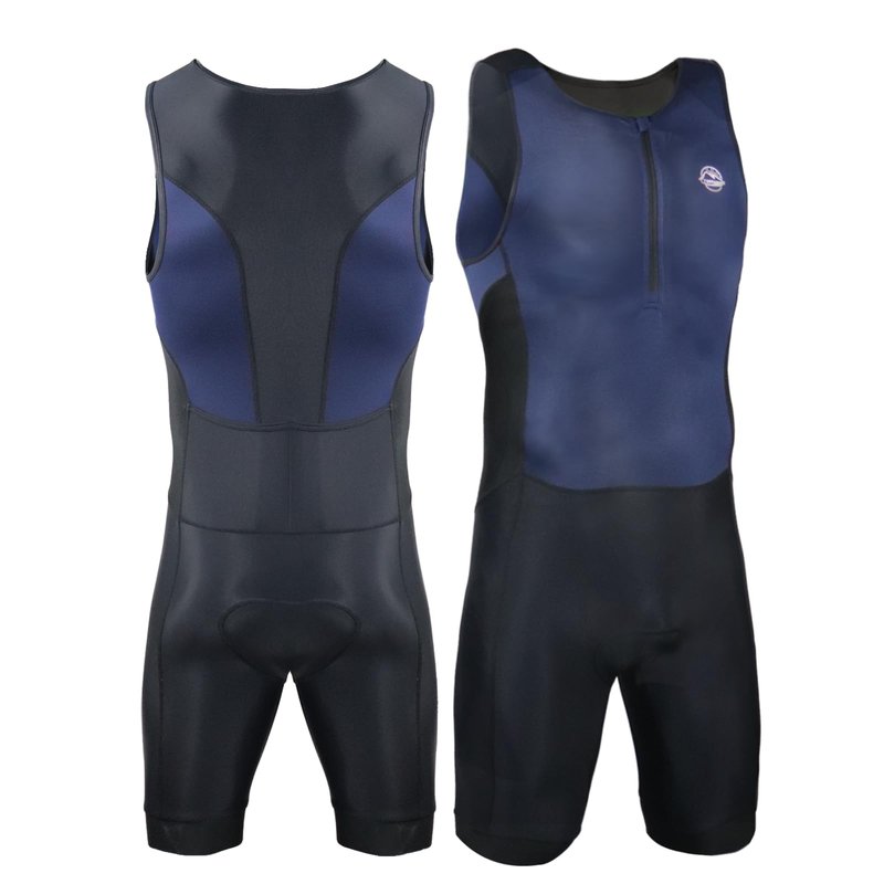 Performance Men's Triathlon Suit， Quick-Dry, Breathable & Lightweight Tri, Ideal for Swimming, Running, and Cycling (US, Alpha, Medium, Regular, Regular, Dark Blue)