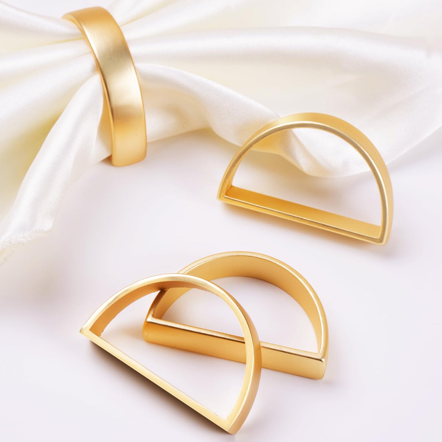 APTWOW Gold Napkin Rings Set of 12, Semicircle Metal Gold Napkin Holder Buckles, Fall Thanksgiving Christmas Napkin Rings, Napkins Rings for Dinner Table Decor, Wedding, Banquet, Party, Easter