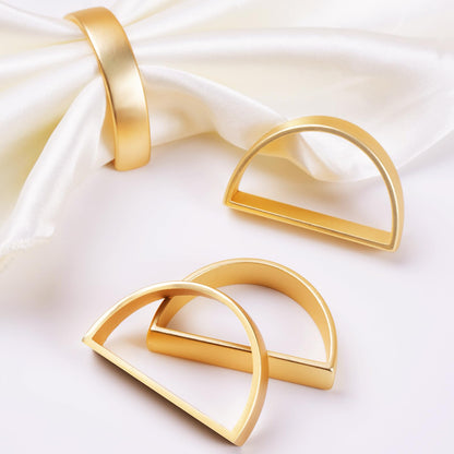 APTWOW Gold Napkin Rings Set of 12, Semicircle Metal Gold Napkin Holder Buckles, Fall Thanksgiving Christmas Napkin Rings, Napkins Rings for Dinner Table Decor, Wedding, Banquet, Party, Easter