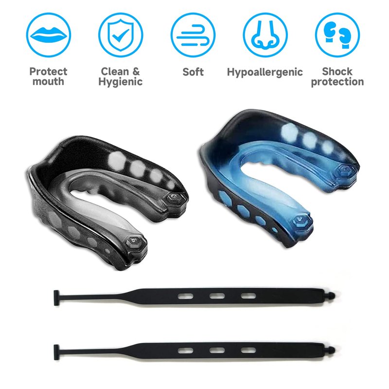 2 Pack Football MouthGuard with Straps and Case,Kid Mouth Guard Youth Football Mouthpiece,Kid Sports Mouth Guard for Boxing, Basketball, MMA, Lacrosse,Hockey,MouthGuard for Kid&Youth