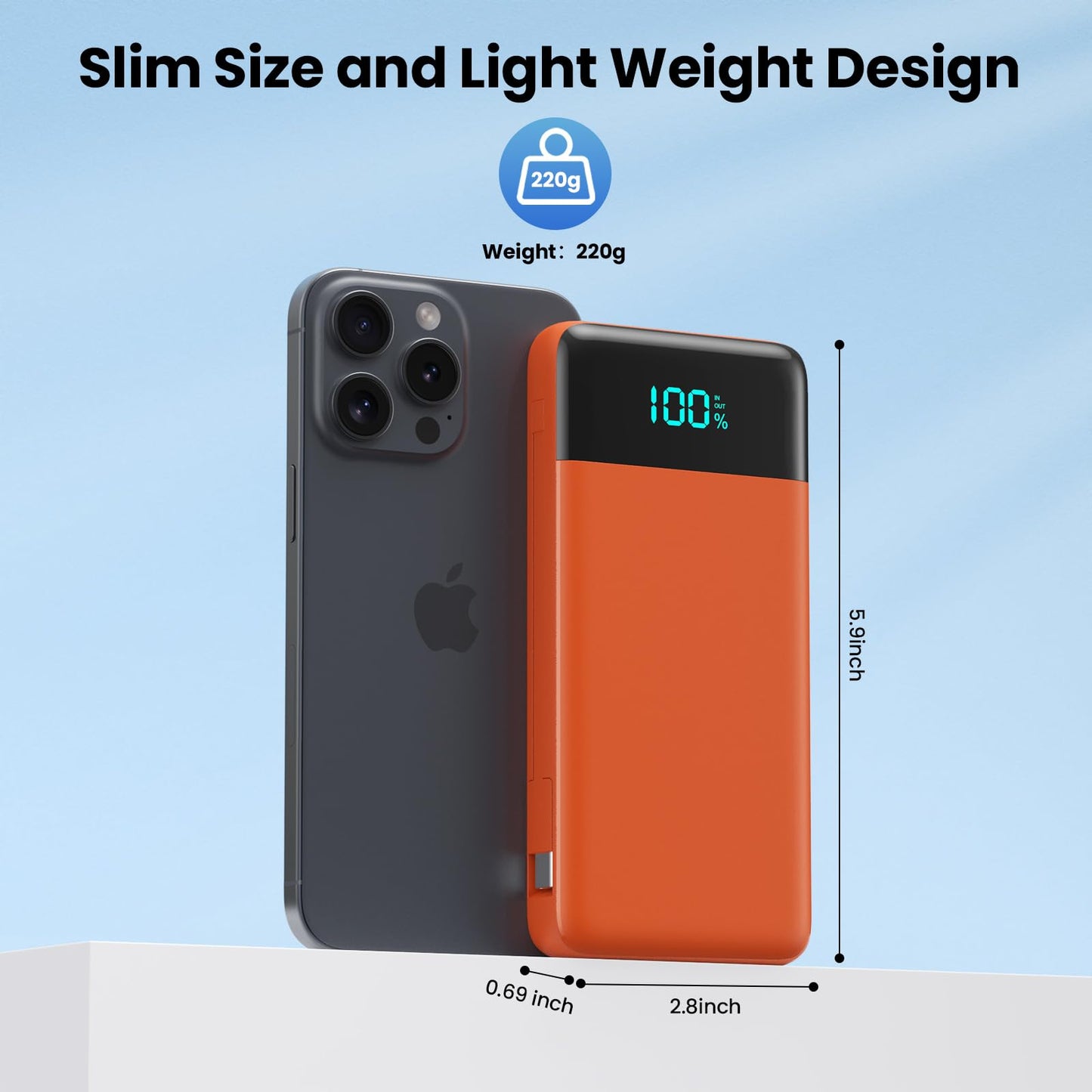 Portable Charger 50800mAh Power Bank with 3 Built in Cables,25W PD QC4.0 Fast Charging USB C Battery Pack,6 Outputs 2 Inputs Travel Essentials Portable Phone Charger for iPhone 17/16/15,Google,Android