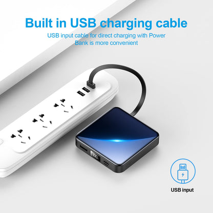 Portable Charger with Built-in Cable,12000mAh 22.5W Fast Charging Small Power Bank,USB C Input/Output with Smart LED Display,External Battery Pack for iPhone,Tablet,Samsung