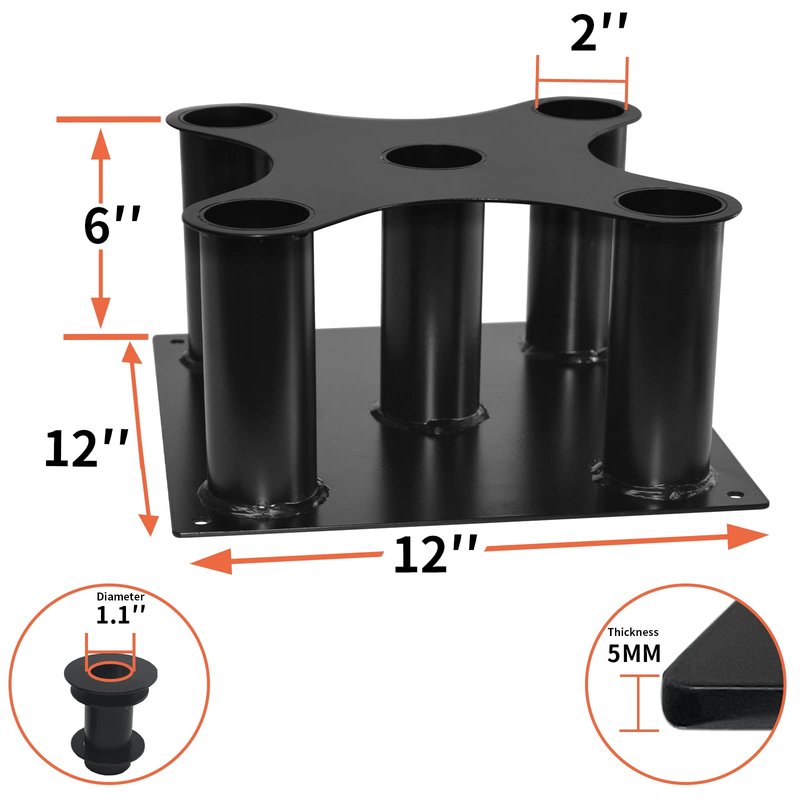 Barbell Holder Floor Stand Barbell Storage Rack Fit for 1" and 2" Olympic Bars, Hex Bars Trap Bars Curl Bars Triceps Bars,Holds 5 Bars