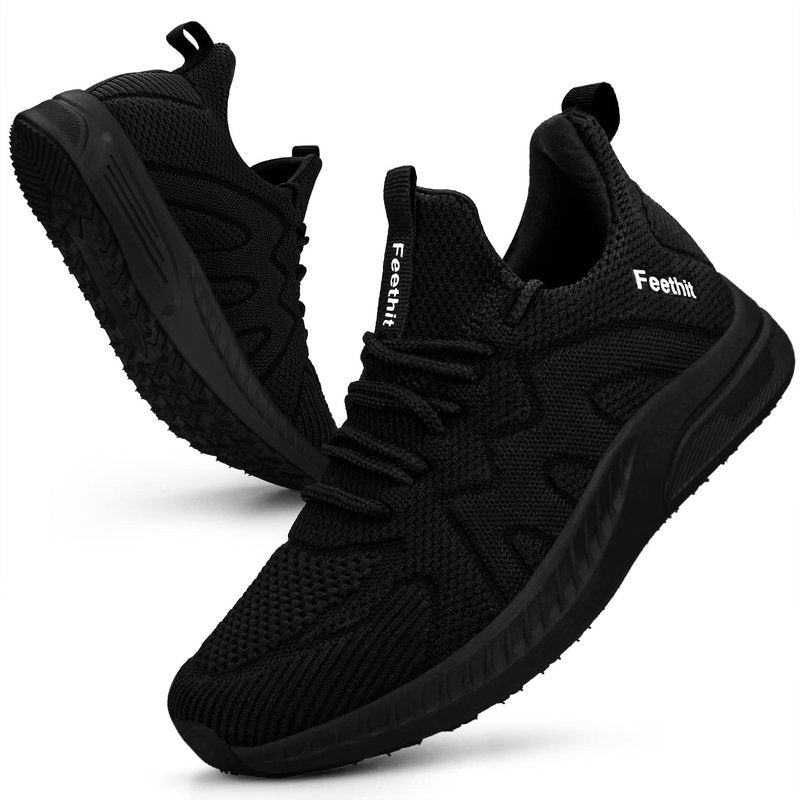 Feethit Womens Running Shoes Tennis Walking Shoes Slip on Sneakers Lightweight Gym Shoes for Workout Work Travel Athletic Black Size 9