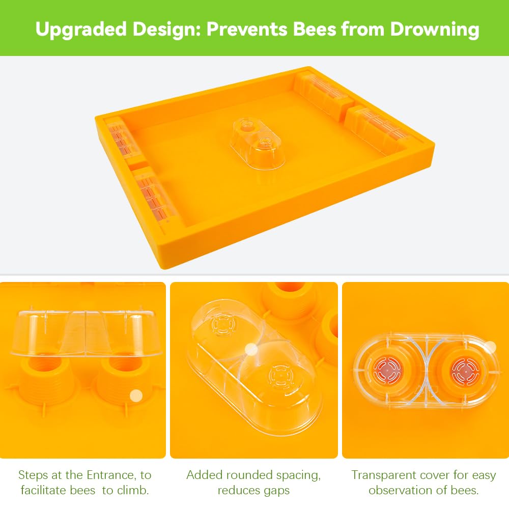 Bee Feeder Top Feeder for Langstroth 10 Frame Hive, 6-Channel 1.2 Gallon Beekeeping Feeder for Wet and Dry Feeding, for Backyard, Apiary or Commercial Hives, Bee Watering Station