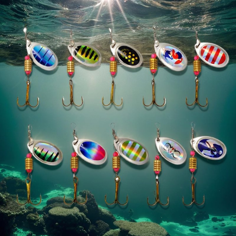 10-PCS Rotating Composite Lure Trout Lures Set – Lightweight and Versatile Fishing Hooks for All Angling Scenarios