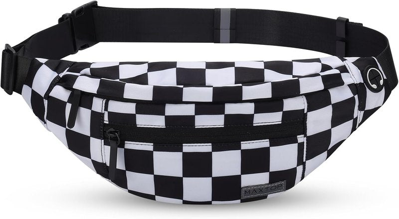 MAXTOP Large Crossbody Fanny Pack - 4-Zipper Pockets for Sports, Travel & Casual Use | Hands-Free Waist Bag for All Phones