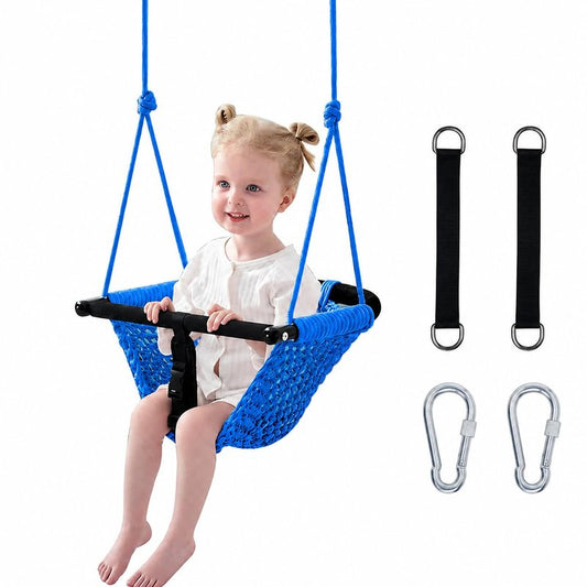 Kids Swing Seats Indoor Hand-Made Net Swing with Adjustable Rope Tree Swings for Kid Child Backyard Playground Swings Outside Indoor