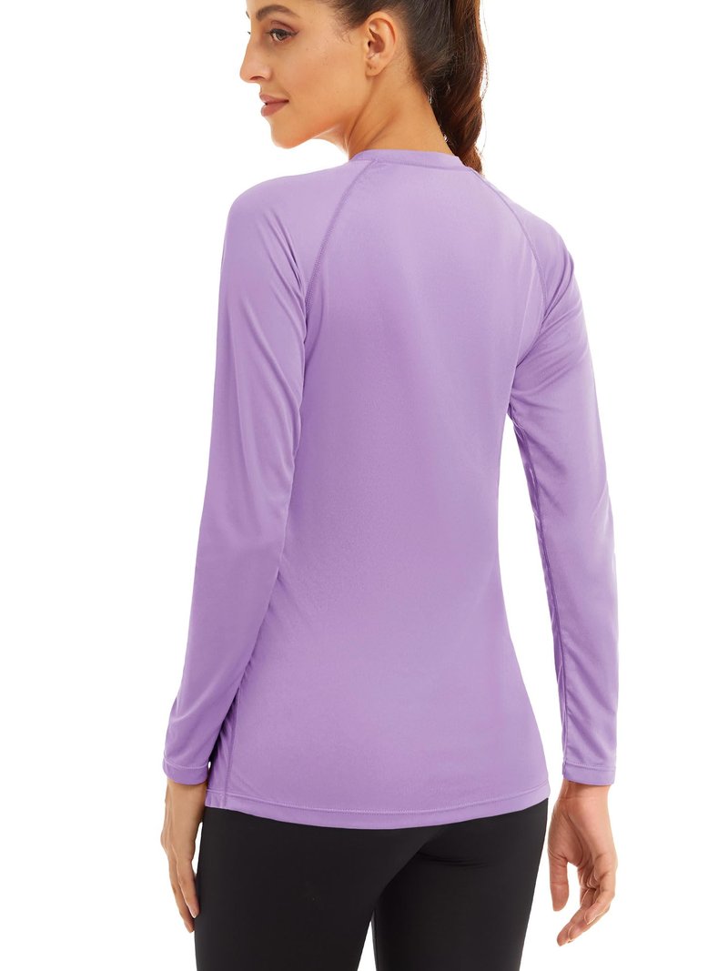 MAGCOMSEN T Shirts for Women UV Shirts for Women Long Sleeve Shirts Summer Running Shirts Women Fishing Shirts Hiking Shirts Workout Shirts for Women Light Purple