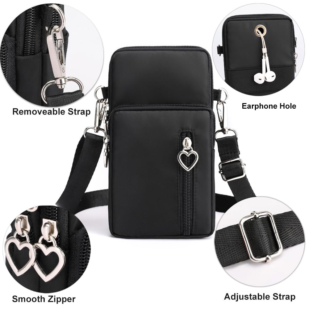 DuoLmi Small Crossbody Bag for Women, Cell Phone Wallet Purse With Roomy Pockets, Lightweight Smartphone Sports Armband, Mini Shoulder Handbag