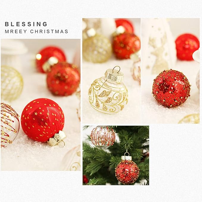25Pcs Christmas Ornaments Sets 2.36” Christmas Ball Ornaments Christmas Tree Ornaments Shatterproof Xmas Balls Bulbs for Holiday Wedding Party Christmas Tree Decoration（Silvery White）