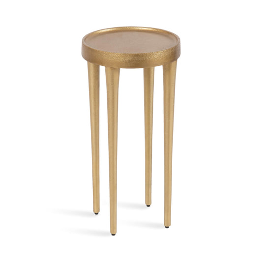 Kate and Laurel Rava Modern Metal Round Drink Table; 10 x 10 x 21; Gold; Cast Aluminum Accent Table for Use as Indoor Plant Stand or Living Room Decor Piece