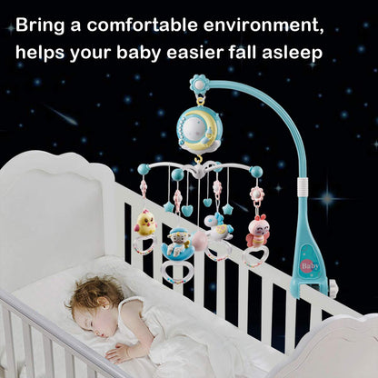Mini Tudou Baby Musical Mobile Crib with Music and Lights, Timing Function, Projection, Take-Along Rattle and Music Box for Babies Boys Girls Toddlers